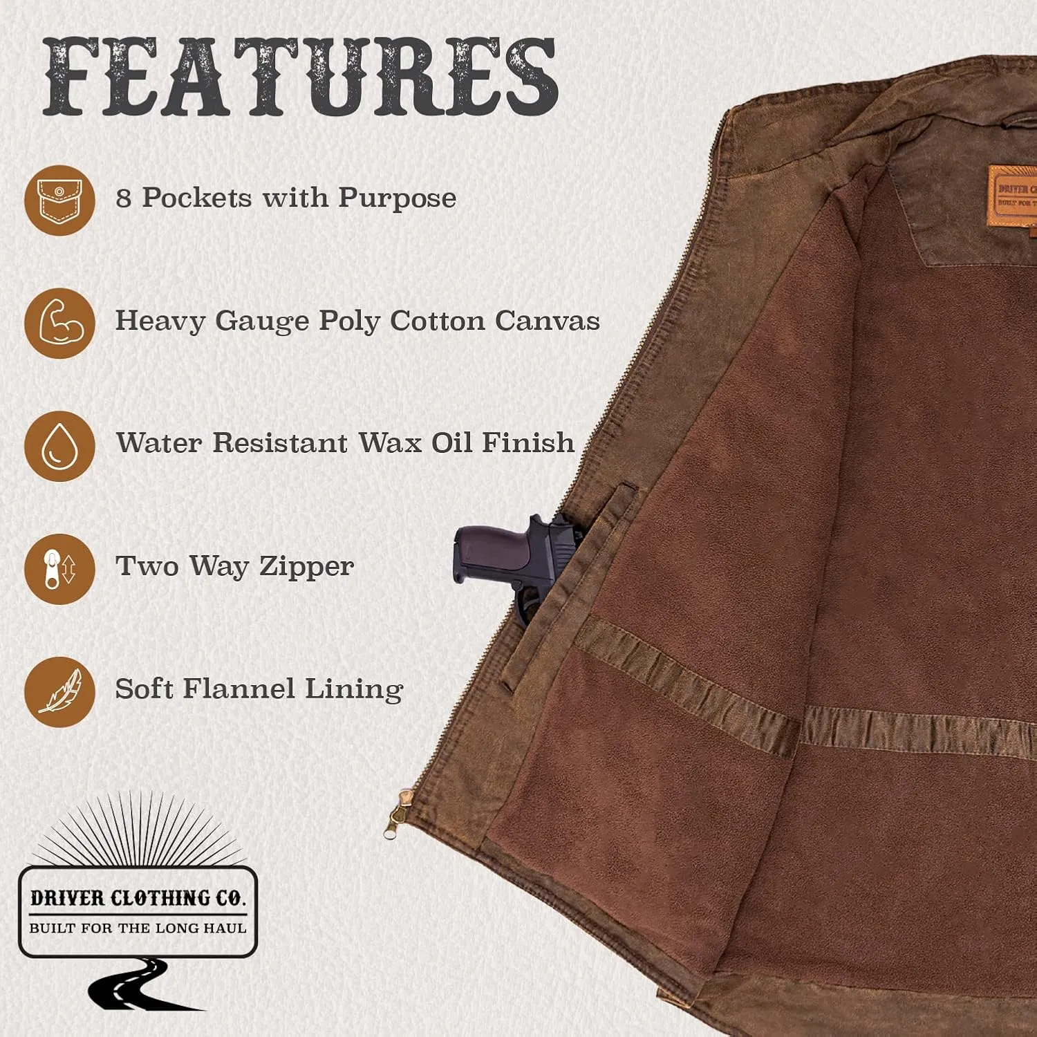 | Men's 8 Pocket Poly Canvas Western Utility Vest | Distressed Finish
