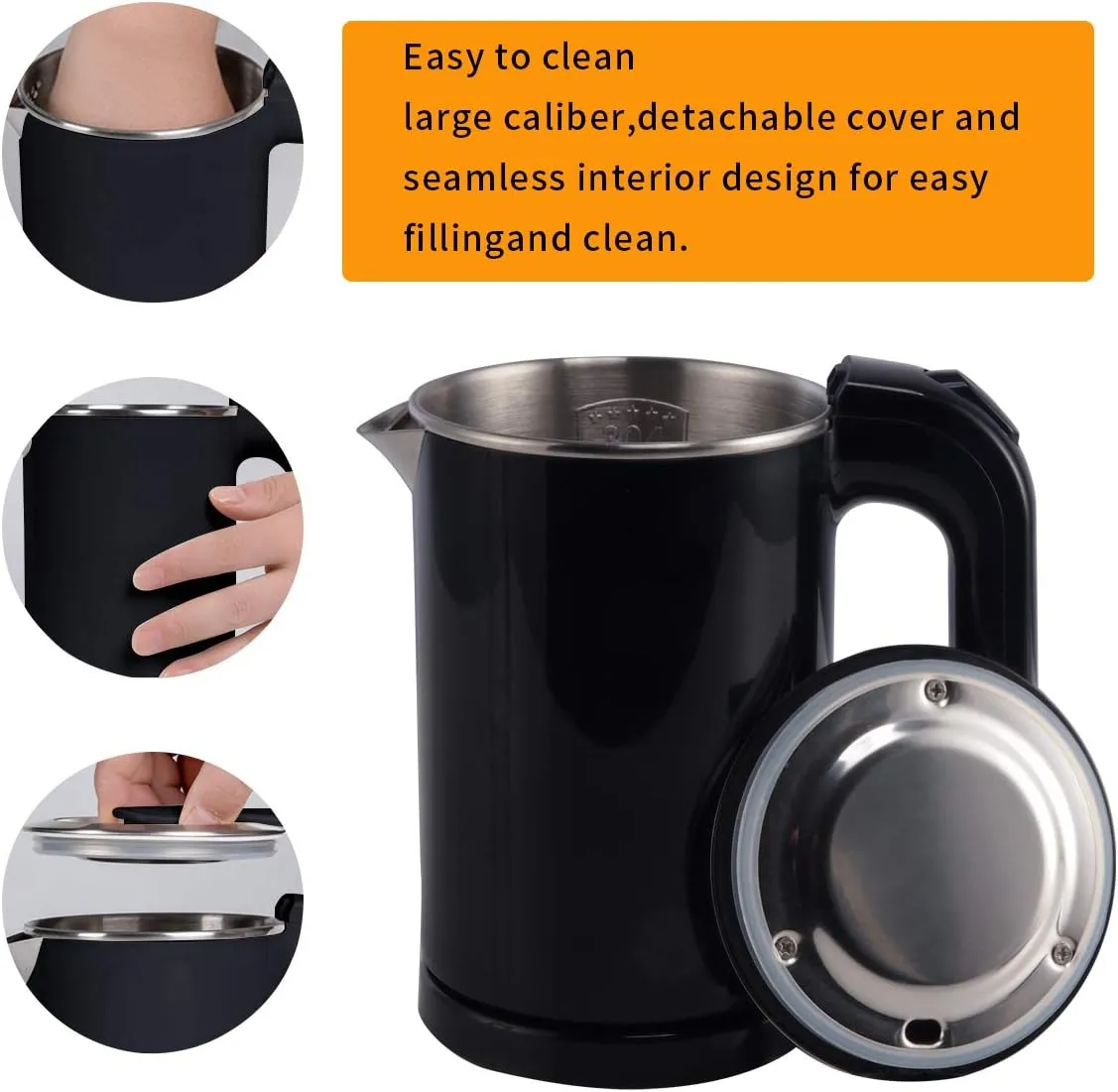 0.5 Liter Portable Electric Kettle, Small Travel Kettle, Small Size,Mini Kettle - Boiling Water For Coffee, Tea(Black 110V)