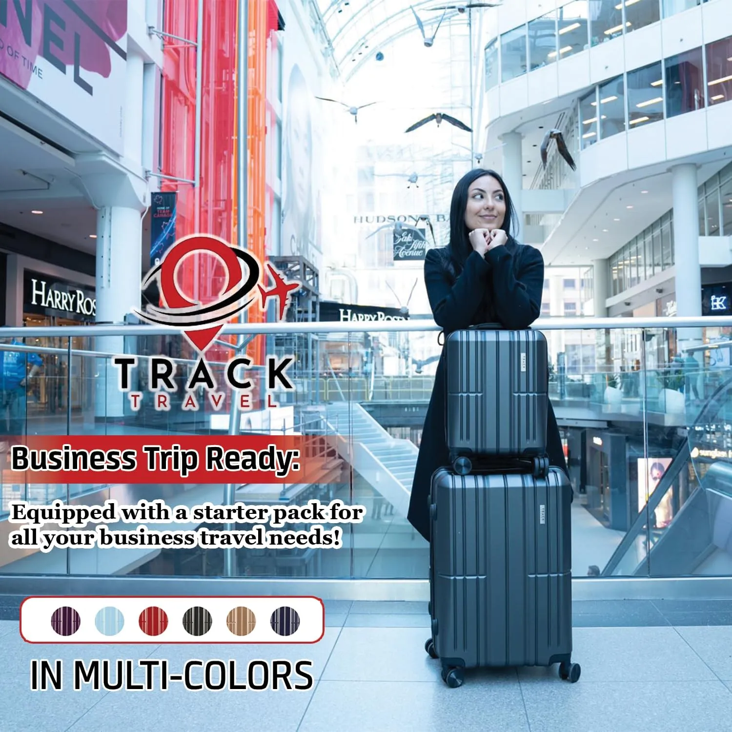 1 Piece Carry on Luggage ABS PC Hardshell TSA Lock Aluminum Trolley Spinner Wheels (Dark Grey, 4 Piece Set)