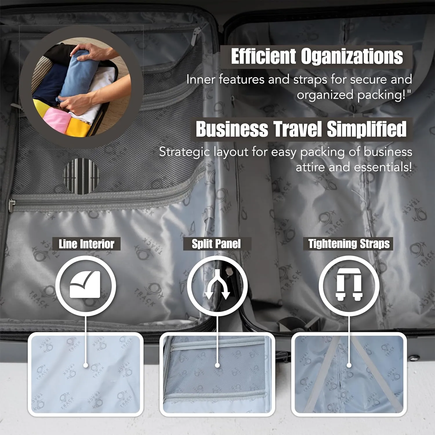 1 Piece Carry on Luggage ABS PC Hardshell TSA Lock Aluminum Trolley Spinner Wheels (Dark Grey, 4 Piece Set)