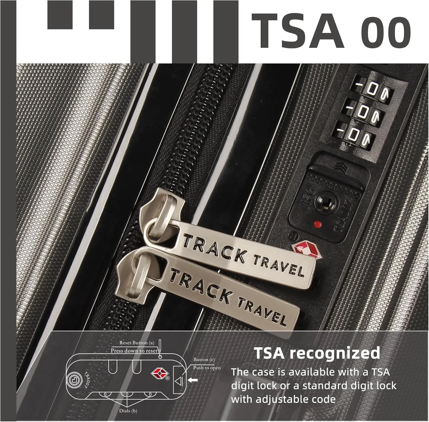 1 Piece Carry on Luggage ABS PC Hardshell TSA Lock Aluminum Trolley Spinner Wheels (Dark Grey, 4 Piece Set)