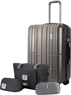 1 Piece Carry on Luggage ABS PC Hardshell TSA Lock Aluminum Trolley Spinner Wheels (Dark Grey, 4 Piece Set)