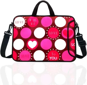 10-Inch Laptop Shoulder Bag Sleeve Case with padded handle for 9.6” 9.7" 10" 10.1" 10.5" Ipad/Netbook/Tablet/Reader (Red Heart)