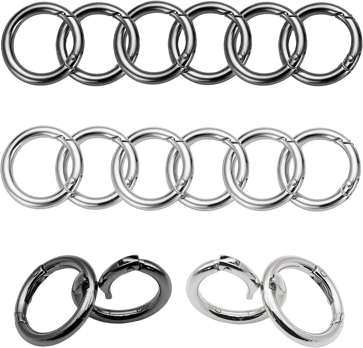 10-Pack Round Carabiner Clips Metal Trigger Spring O Rings Replacement Charm Clasp for Purse,Handbags DIY Crafts 1Inch
