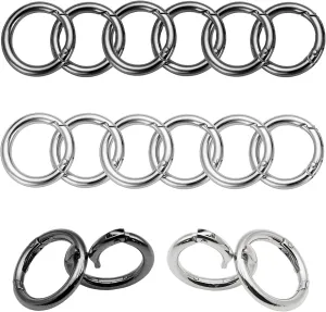 10-Pack Round Carabiner Clips Metal Trigger Spring O Rings Replacement Charm Clasp for Purse,Handbags DIY Crafts 1Inch