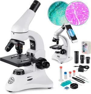 100X-2000X Microscope for Adults, Professional Biological Optical Microscopes with Prepared Slides School Home Lab Education Gifts for Kids Students Beginners