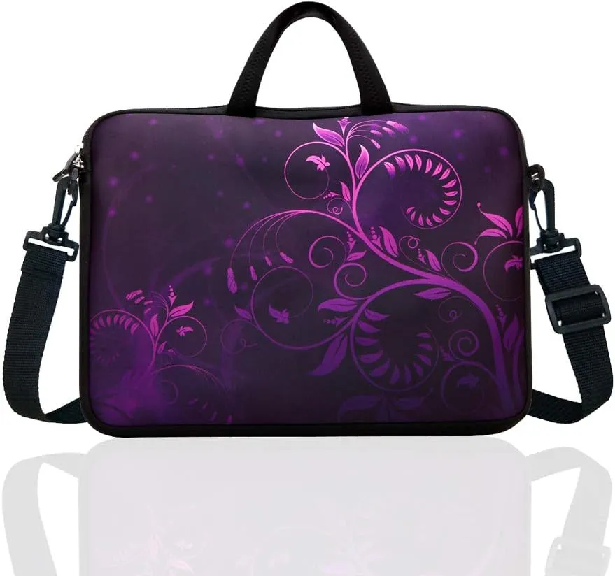 11.6-Inch to 12.5-Inch Neoprene Laptop Shoulder Messenger Bag Case Sleeve for 11 11.6 12 12.5" Inch Chromebook/Tablet/Notebook/Macbook Pro/Air (Flower)