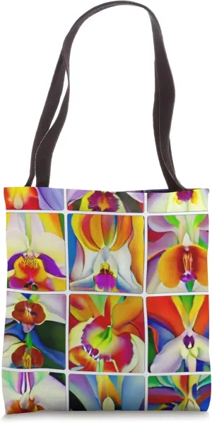 12 Colorful Modern Art Oil Paintings of Orchid (3x4 Grid) Tote Bag
