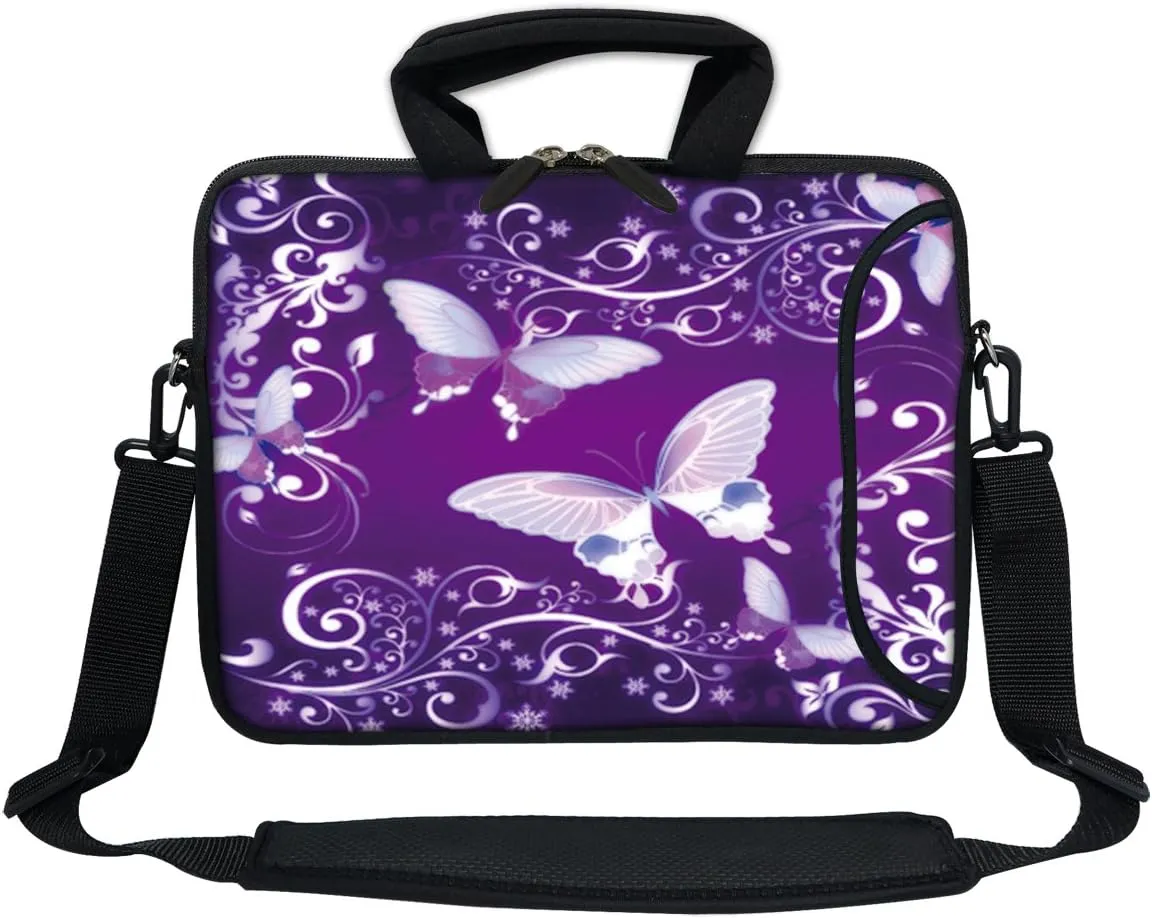 12 Inch Water Resistant Neoprene Laptop Bag with Reinforced Zipper, Strap, Pockets, Fits 11.6" to 12.3" Laptops