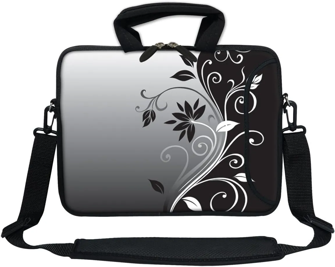 12 Inch Water Resistant Neoprene Laptop Bag with Reinforced Zipper, Strap, Pockets, Fits 11.6" to 12.3" Laptops