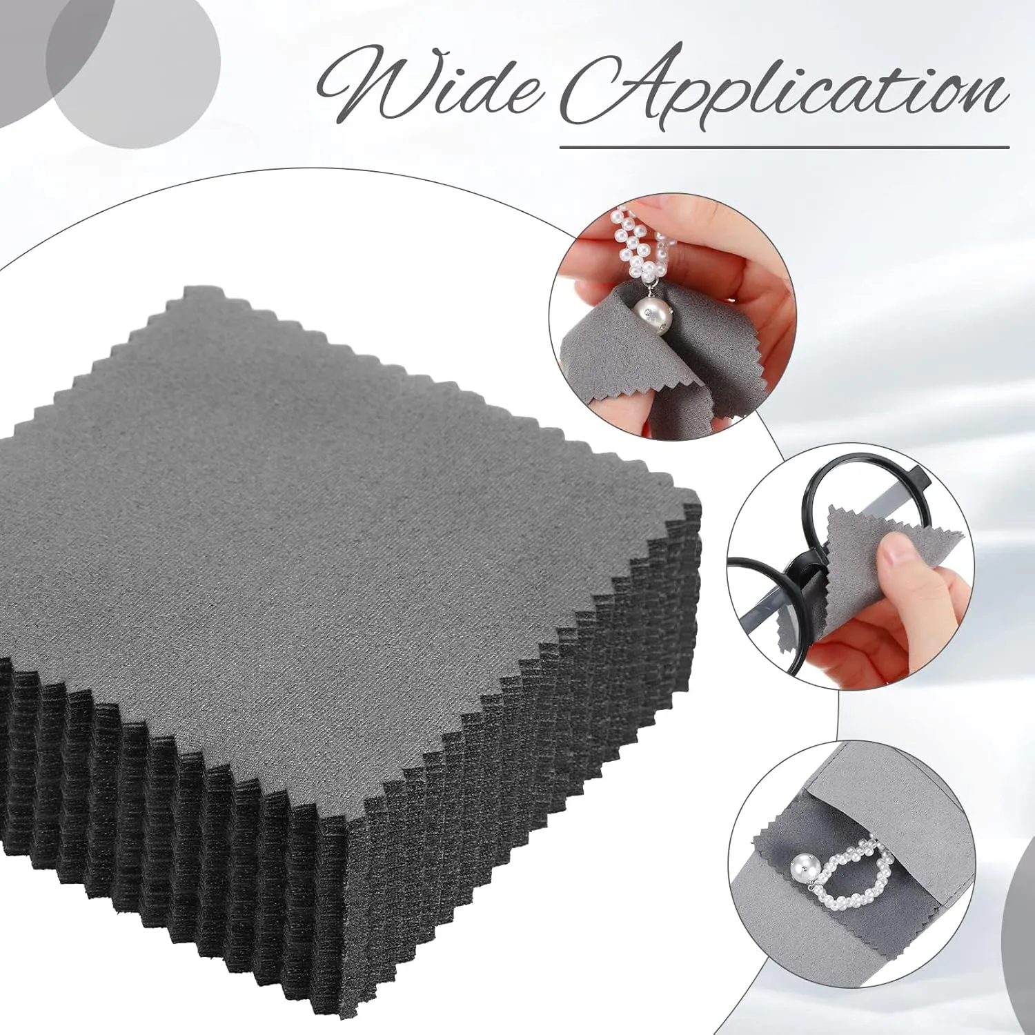 120 Pcs Microfiber Jewelry Pouch 8x8cm Packaging Bag Luxury Gift Fixed Strap Envelope Style Packaging with Cleaning Cloth(Gray)