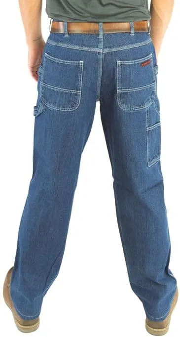 12oz Ringspun Cotton Work Jeans for Men - Traditional Fit Denim Dungarees with Triple Stitched Reinforced Pockets