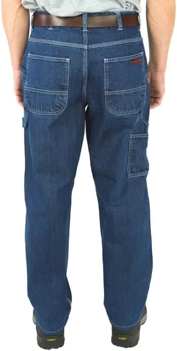 12oz Ringspun Cotton Work Jeans for Men - Traditional Fit Denim Dungarees with Triple Stitched Reinforced Pockets
