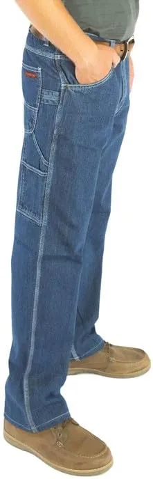 12oz Ringspun Cotton Work Jeans for Men - Traditional Fit Denim Dungarees with Triple Stitched Reinforced Pockets