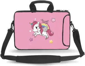 14 15 15.4 15.6 inch Messenger Bag Carrying Case Sleeve with Handle Accessory Pocket Fits 14 to 15-Inch Laptops/Notebook/Ebooks/Kids Tablet/Pad(Cute Unicorn)