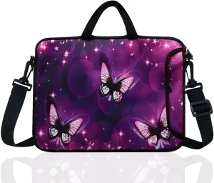 14-Inch Neoprene Laptop Shoulder Messenger Bag Case Sleeve for 13 13.3 14 14.1" Inch Notebook/Chromebook (Butterfly)