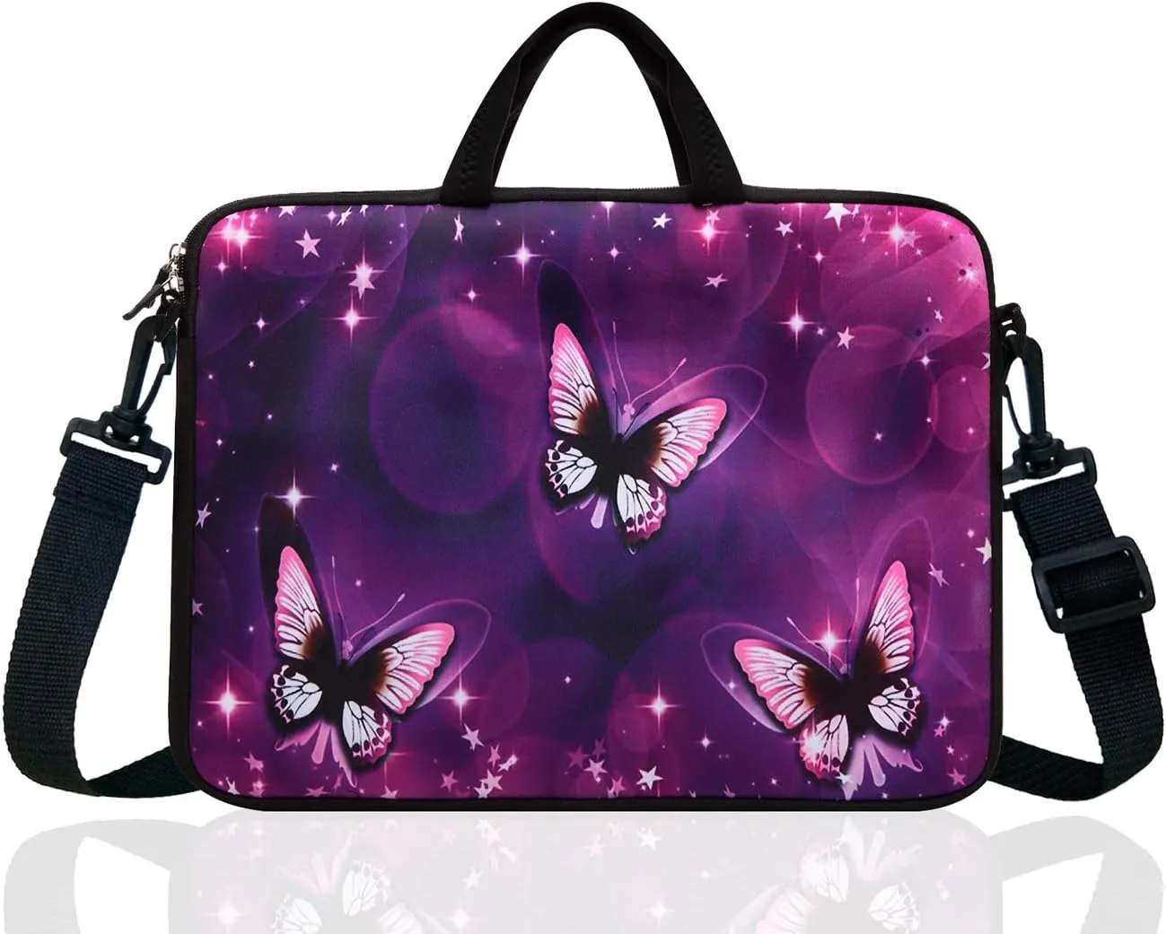 14-Inch Neoprene Laptop Shoulder Messenger Bag Case Sleeve for 13 13.3 14 14.1" Inch Notebook/Chromebook (Butterfly)
