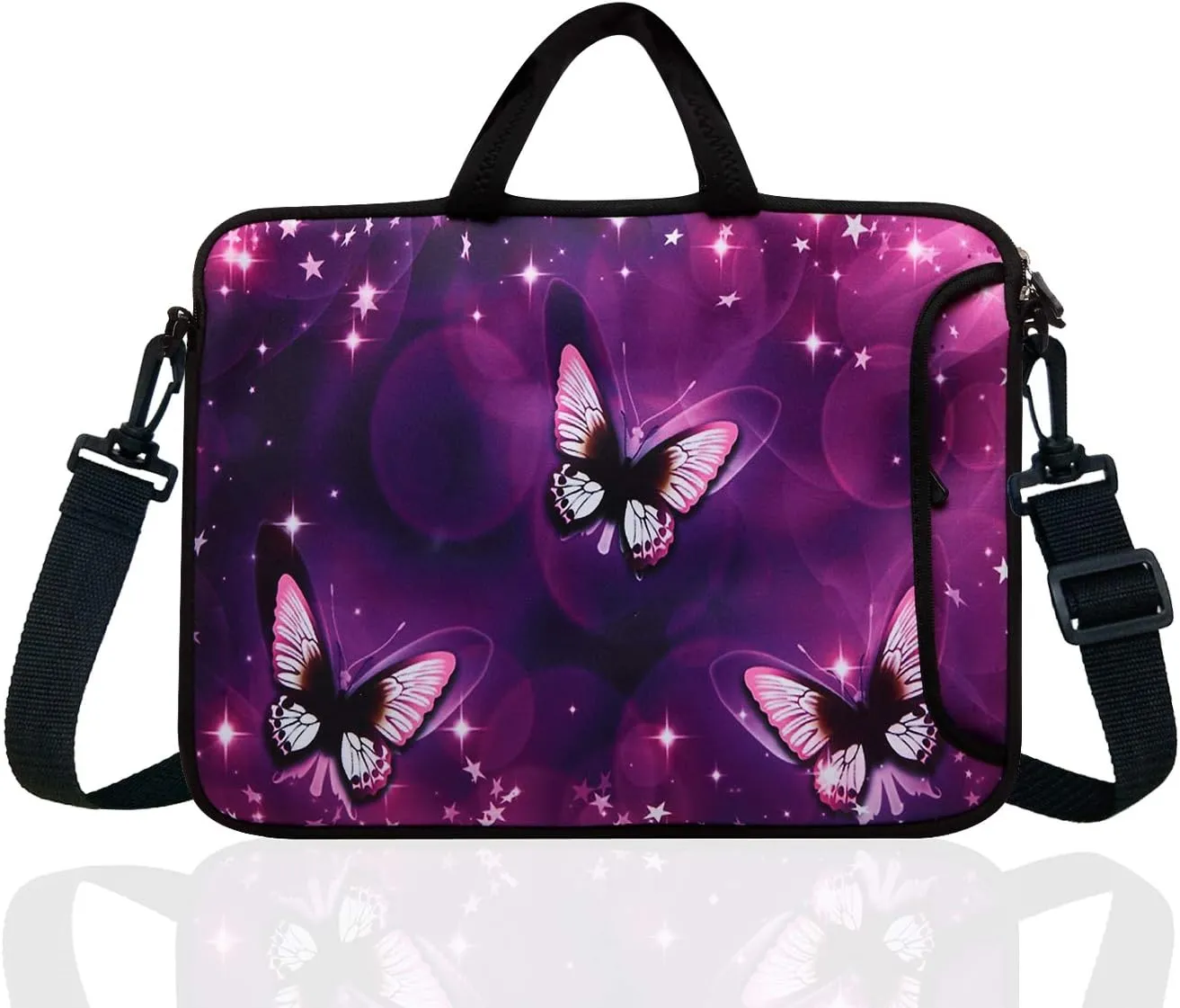14-Inch Neoprene Laptop Shoulder Messenger Bag Case Sleeve for 13 13.3 14 14.1" Inch Notebook/Chromebook (Butterfly)
