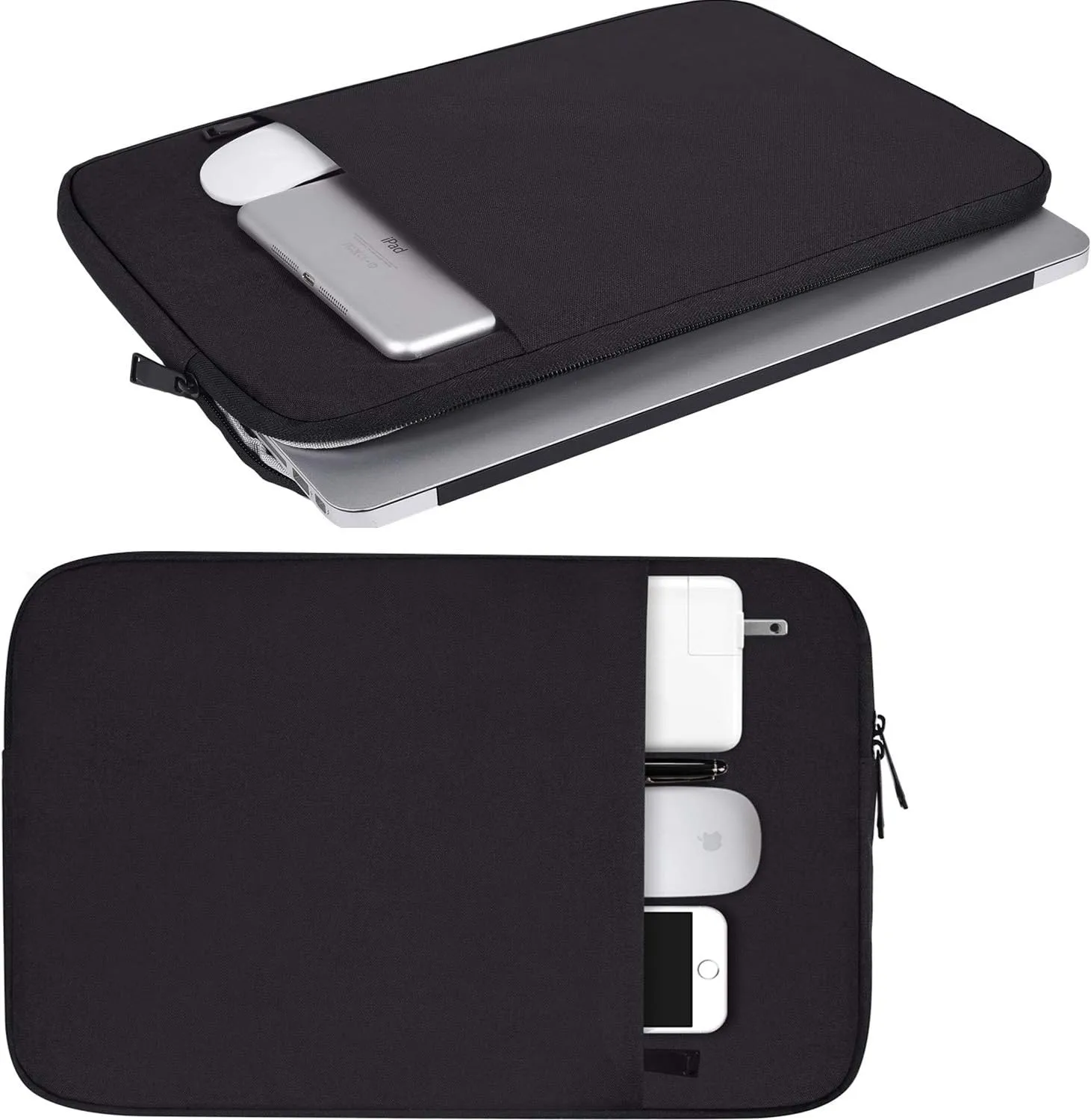 15.6 Inch Laptop Sleeve Case - Waterproof Notebook Bag Compatible with Acer Aspire E 15, ASUS VivoBook F510UA 15.6, HP, Toshiba, Asus, LG, MSI, Dell and Most 15.6" Notebooks - Black