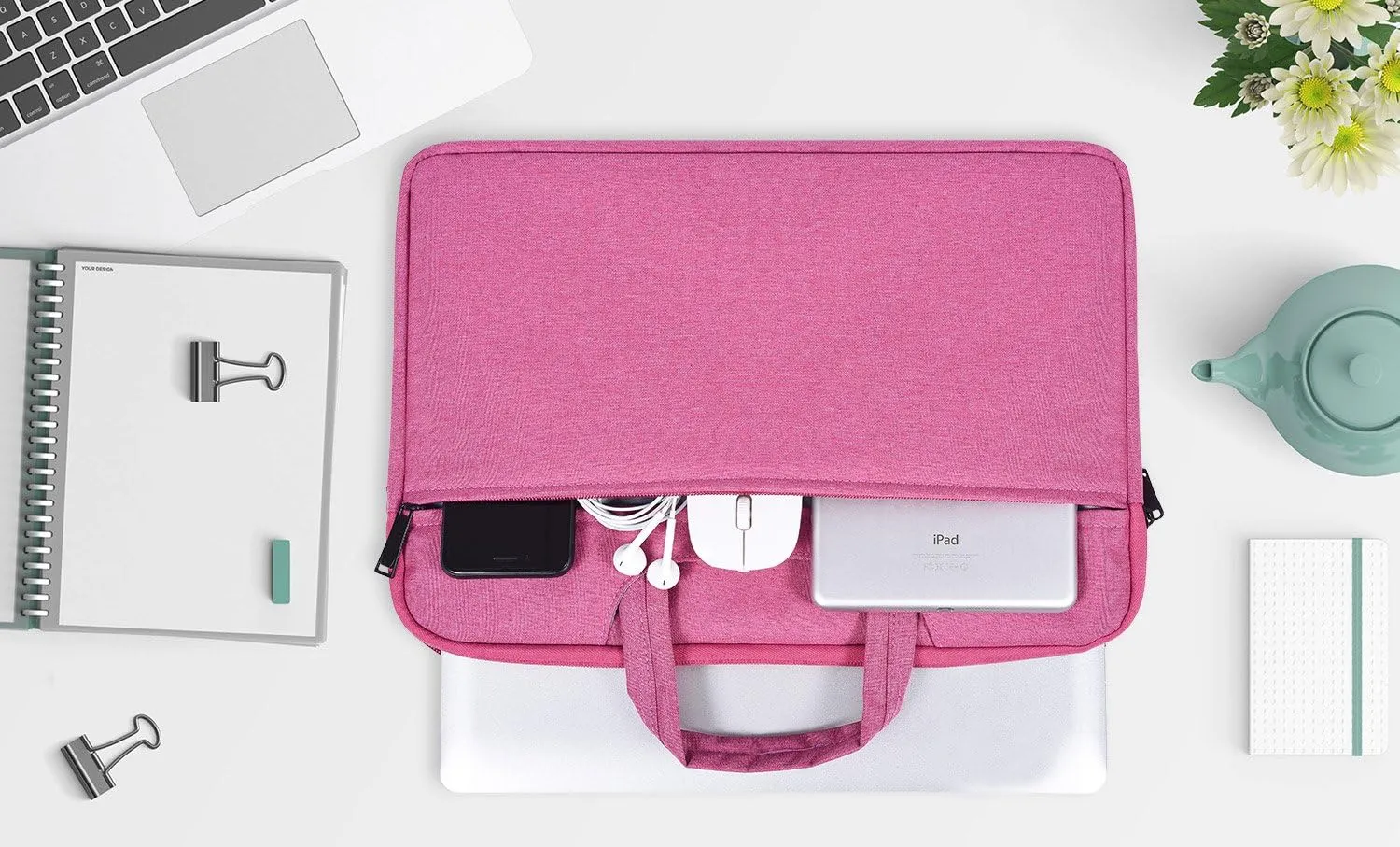 15.6 Inch Laptop Sleeve with Handle - Fits Acer, HP, Lenovo, Dell, ASUS, Toshiba, MSI Notebooks - Women's Laptop Bag