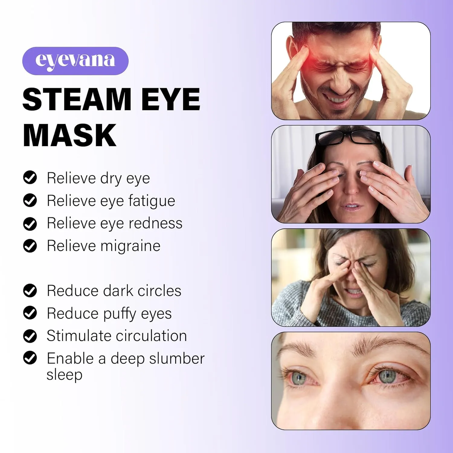 16 Packs Steam Eye Mask, Self Heating Warm Compress for Dry Eyes, Disposable Heated Eye Mask for Sleep, Spa, Travel Essentials & Relaxation Gifts for Women, Stocking Stuffers (16, Ultra-Soft Lavender)