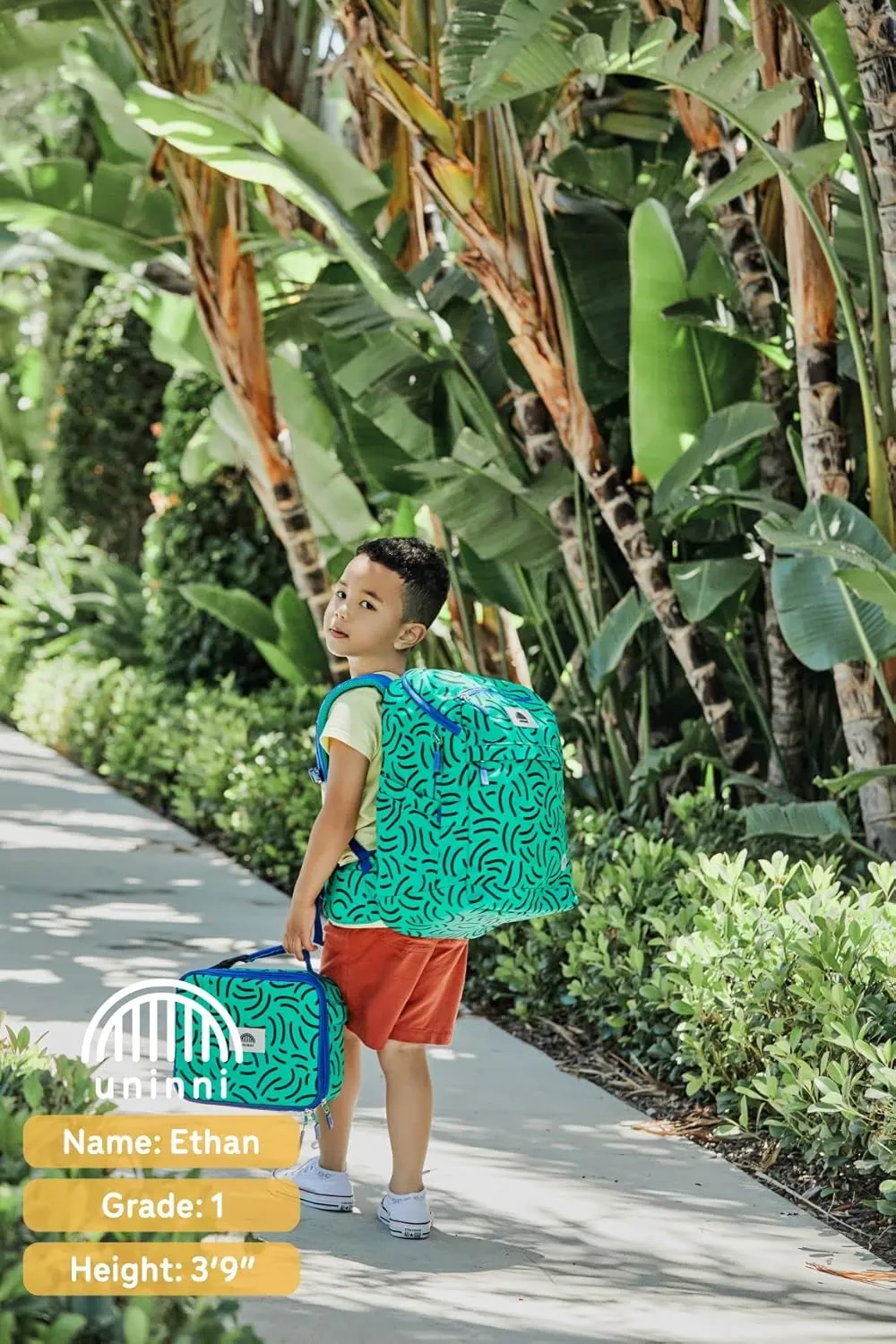16" Kid's Backpack for Girls and Boys Age 6  with Padded, and Adjustable Shoulder Straps. Fits Height 3'9" Kids (Strokes Green)