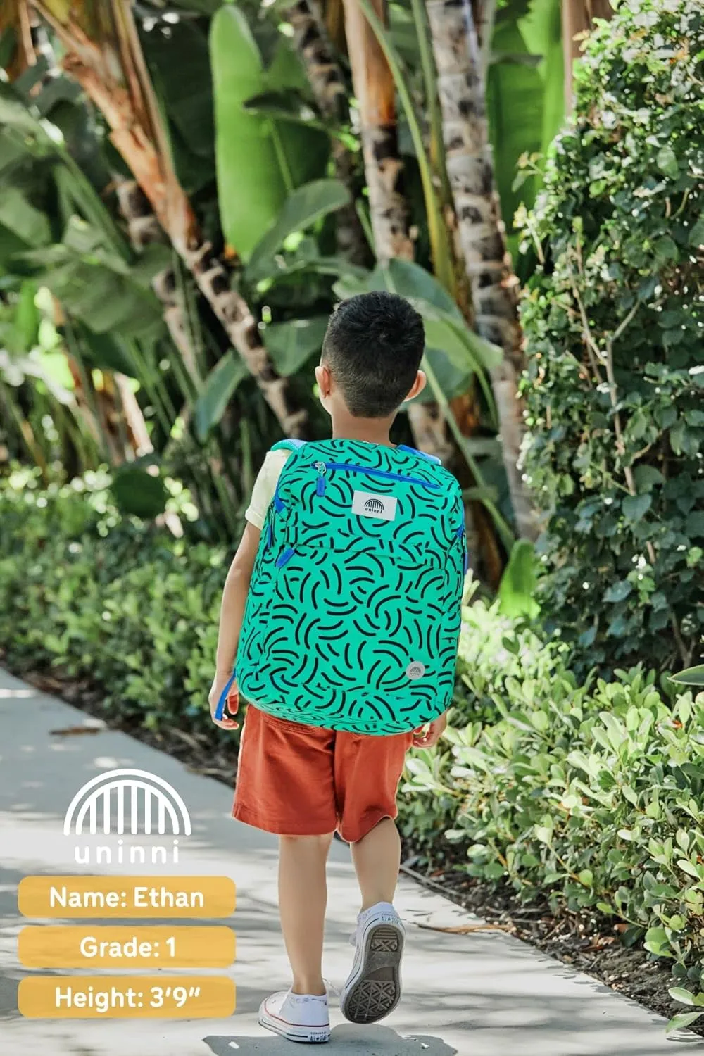 16" Kid's Backpack for Girls and Boys Age 6  with Padded, and Adjustable Shoulder Straps. Fits Height 3'9" Kids (Strokes Green)