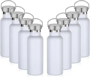 17oz Stainless Steel Water Bottle,Leak-Proof Sweat-Proof Travel Thermos,Double Wall Vacuum Thermos,Portable Insulated Cup,Reuseble Metal Bottle for School Sport Hiker Kids,White(8Packs)