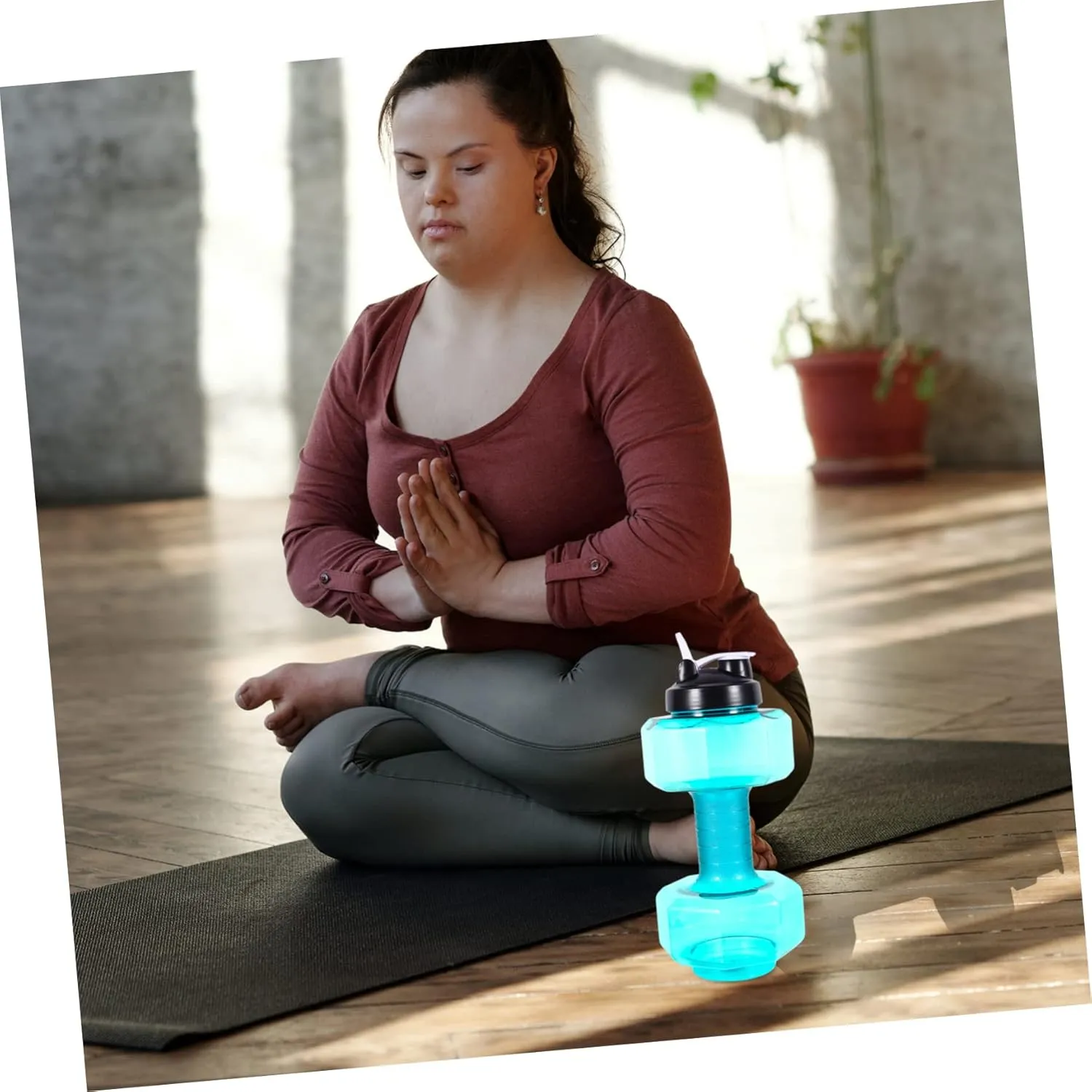 1pc Dumbbell Shape Water Bottle Fitness Sports Kettle Pet Material Stable Base Design for Hydration during Workouts Outdoor Activities and Camping