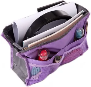 2 Pack Magik Travel Insert Handbag Purse Large Liner Organizer Tidy Bags Expandable 13 Pocket Handbag Insert Purse Organizer with Handles
