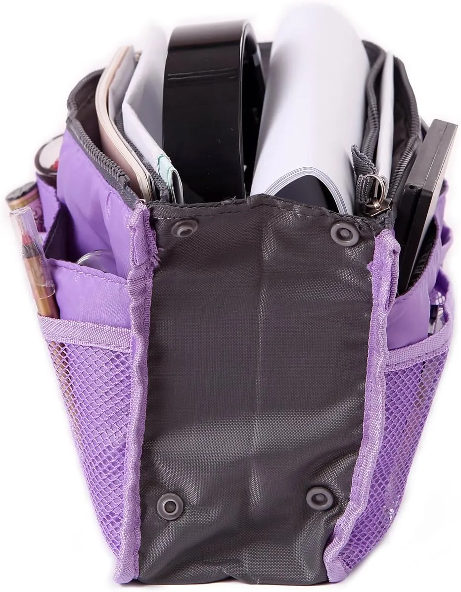 2 Pack Magik Travel Insert Handbag Purse Large Liner Organizer Tidy Bags Expandable 13 Pocket Handbag Insert Purse Organizer with Handles