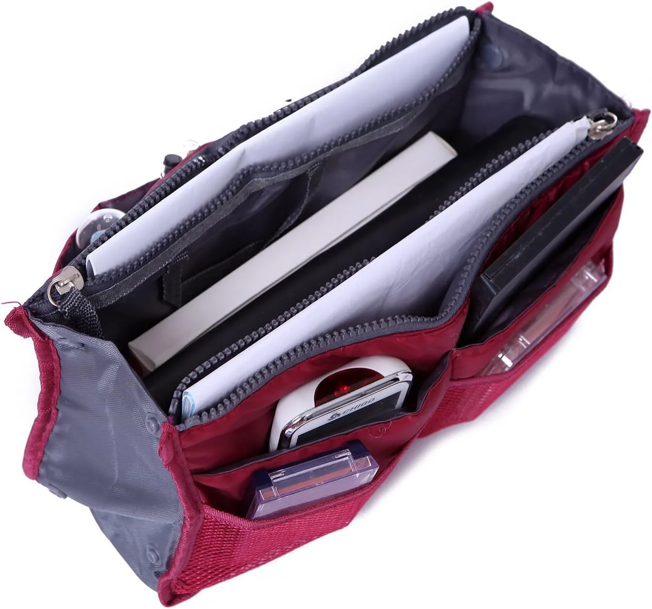 2 Pack Magik Travel Insert Handbag Purse Large Liner Organizer Tidy Bags Expandable 13 Pocket Handbag Insert Purse Organizer with Handles