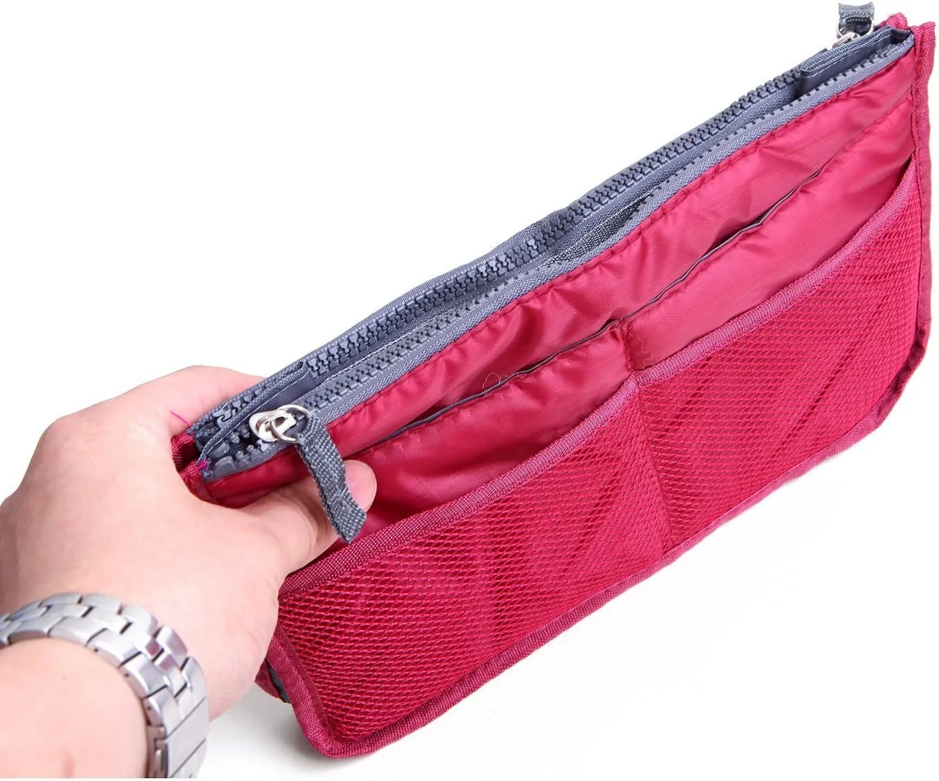 2 Pack Magik Travel Insert Handbag Purse Large Liner Organizer Tidy Bags Expandable 13 Pocket Handbag Insert Purse Organizer with Handles