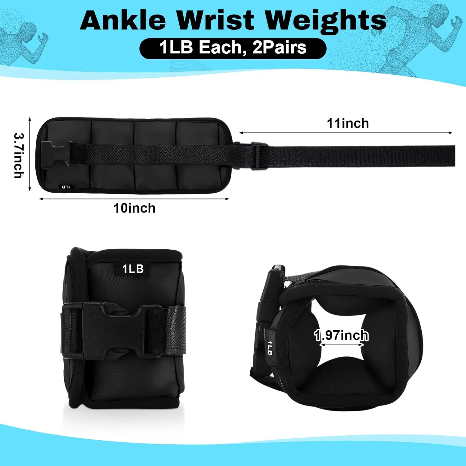2 Pairs Ankle Wrist Weights for Dry Land or Aquatic Exercise Aqua Cuffs Aqua Aerobics Fitness Bands for Ankle and Wrist Adjustable Weights for Swimming Pool Workout Equipment