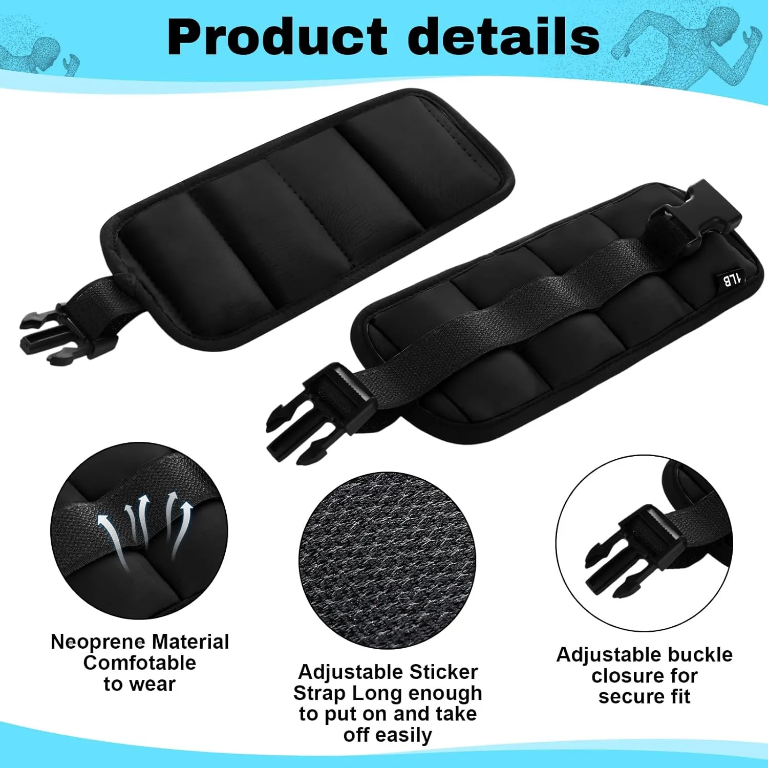 2 Pairs Ankle Wrist Weights for Dry Land or Aquatic Exercise Aqua Cuffs Aqua Aerobics Fitness Bands for Ankle and Wrist Adjustable Weights for Swimming Pool Workout Equipment
