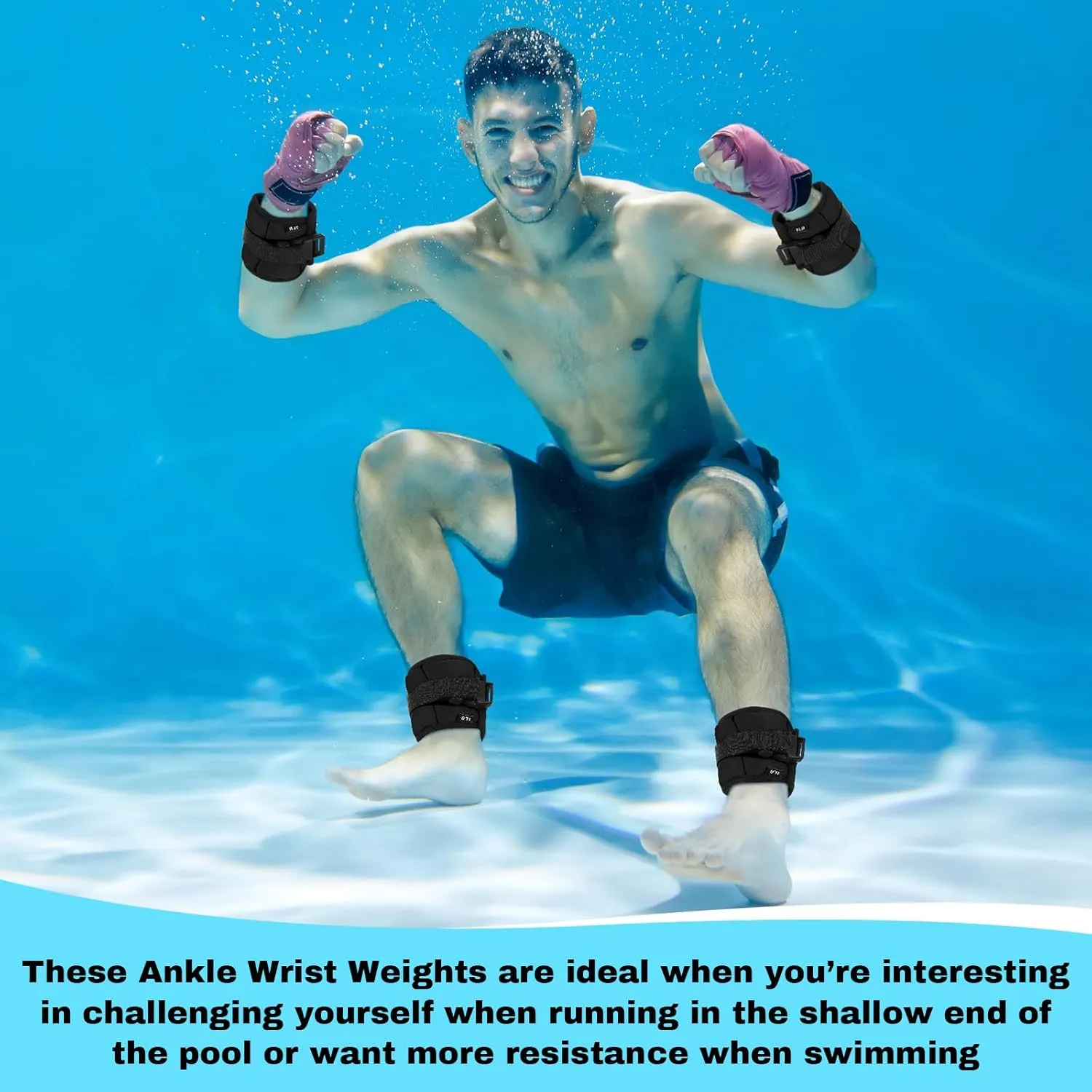 2 Pairs Ankle Wrist Weights for Dry Land or Aquatic Exercise Aqua Cuffs Aqua Aerobics Fitness Bands for Ankle and Wrist Adjustable Weights for Swimming Pool Workout Equipment