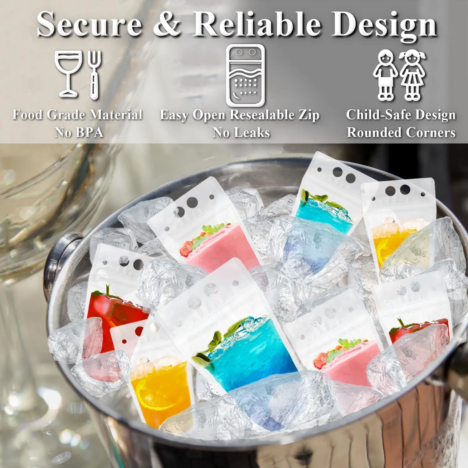 200PCS Drink Pouches with Straw Smoothie Bags Juice Pouches with 200 Drink Straws, Heavy Duty Hand-Held Translucent Reclosable Liquor Pouches Bag by C CRYSTAL LEMON