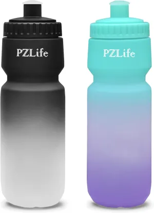 24oz Bike Squeeze Water Bottle, BPA Free Cycling Water Bottle,Leakproof, with Capacity Scale w/Pull Top Lid, Reusable Sport Water Bottle, for Bicycle, Gym,Running 2Pack