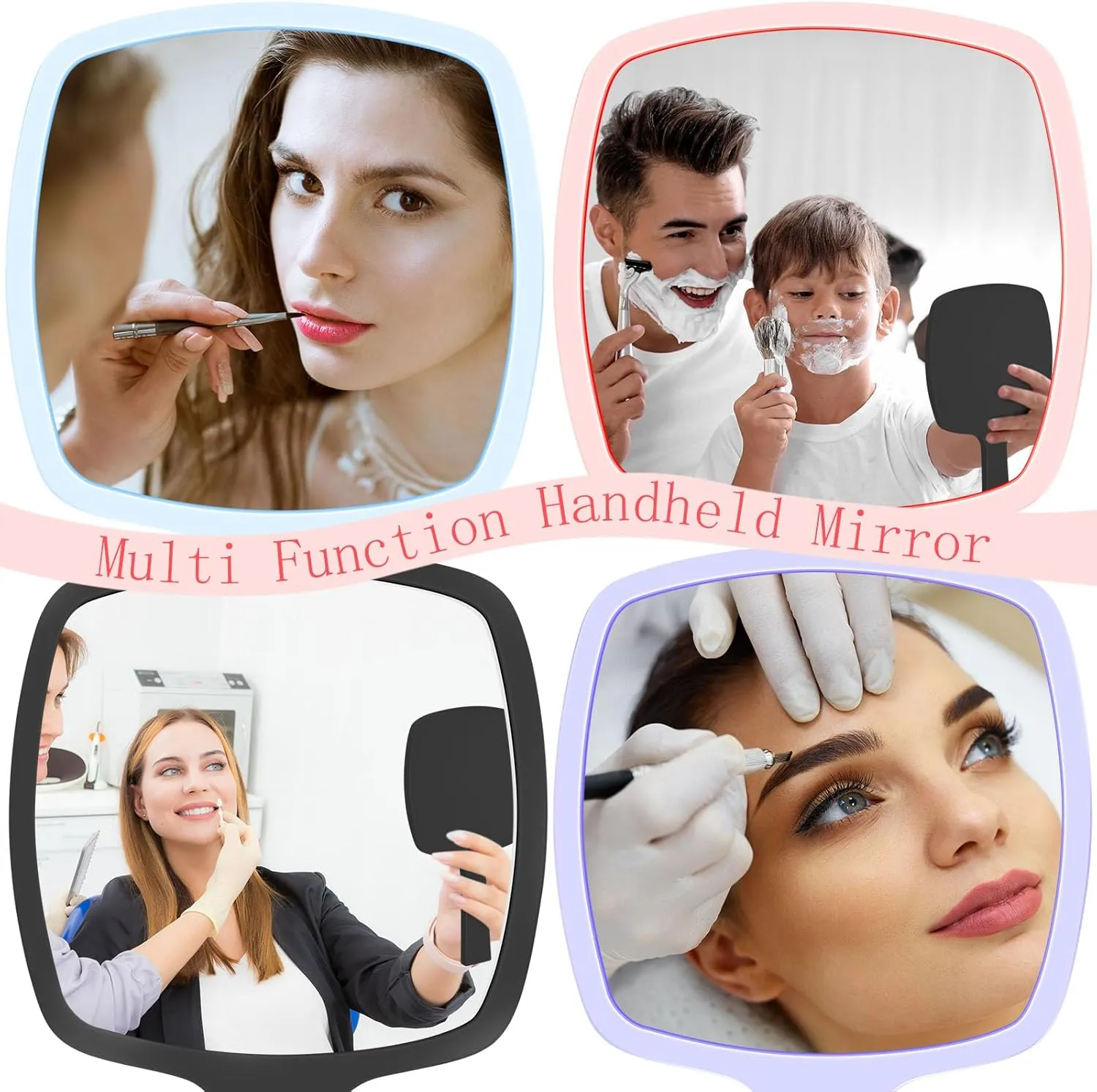 25 Pcs Hand Mirrors Handheld Mirrors with Handle Bulk Travel Cosmetic Makeup Tools Portable Vanity Glass for Bathroom Home Barber Salon Travel Camping Gifts for Girls Women (Black)
