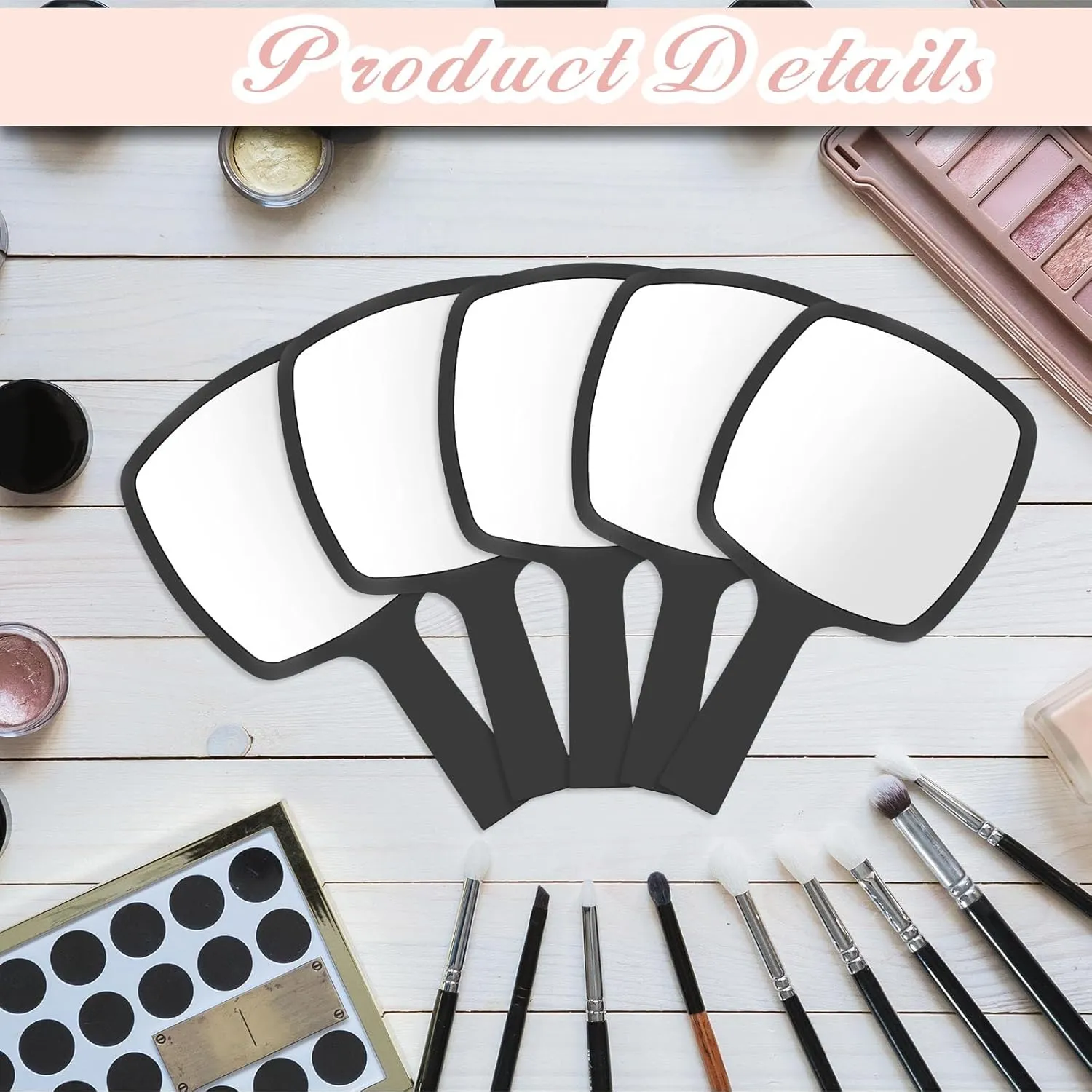 25 Pcs Hand Mirrors Handheld Mirrors with Handle Bulk Travel Cosmetic Makeup Tools Portable Vanity Glass for Bathroom Home Barber Salon Travel Camping Gifts for Girls Women (Black)