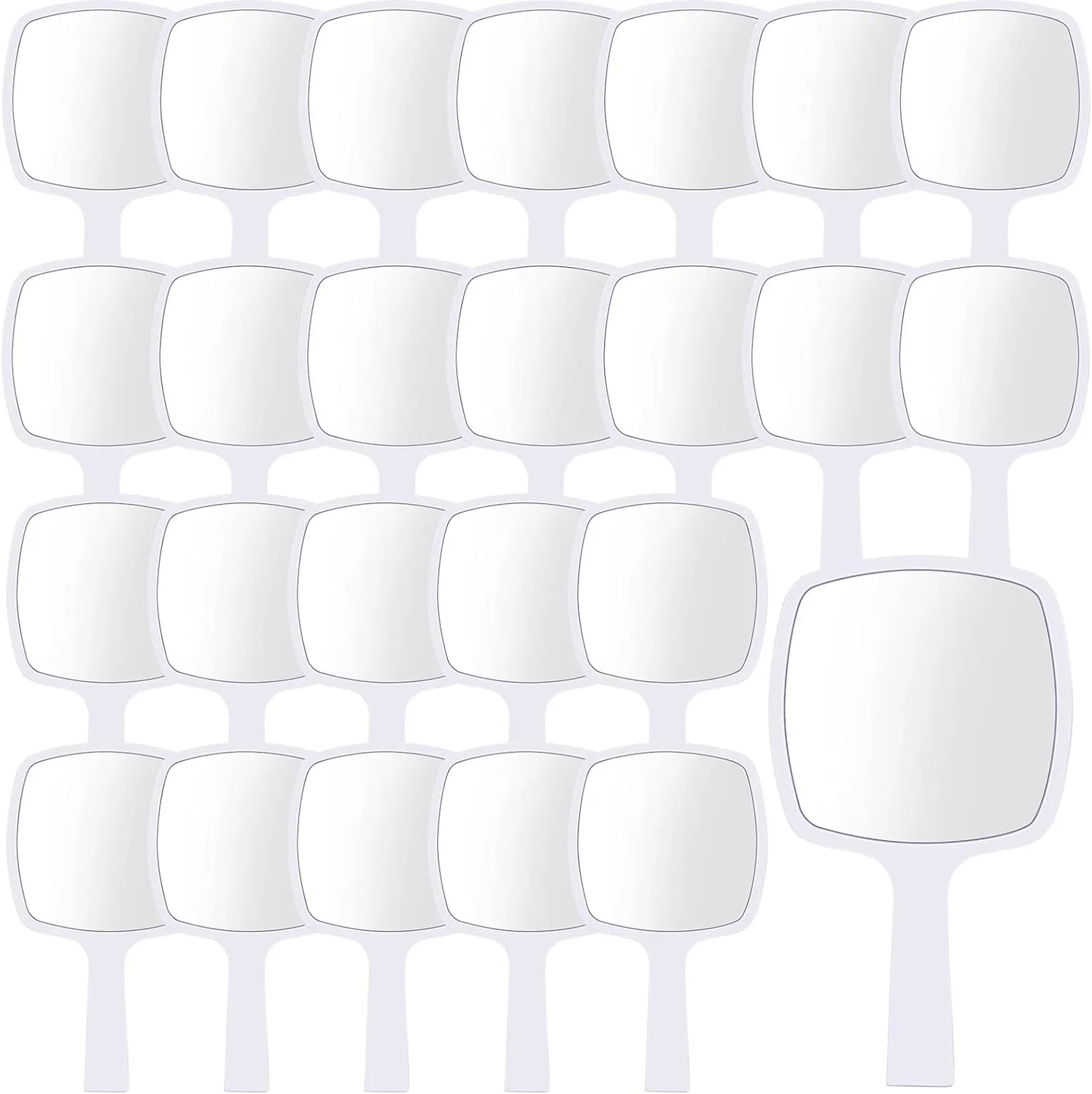 25 Pcs Hand Mirrors Handheld Mirrors with Handle Bulk Travel Cosmetic Makeup Tools Portable Vanity Glass for Bathroom Home Barber Salon Travel Camping Gifts for Girls Women (White)