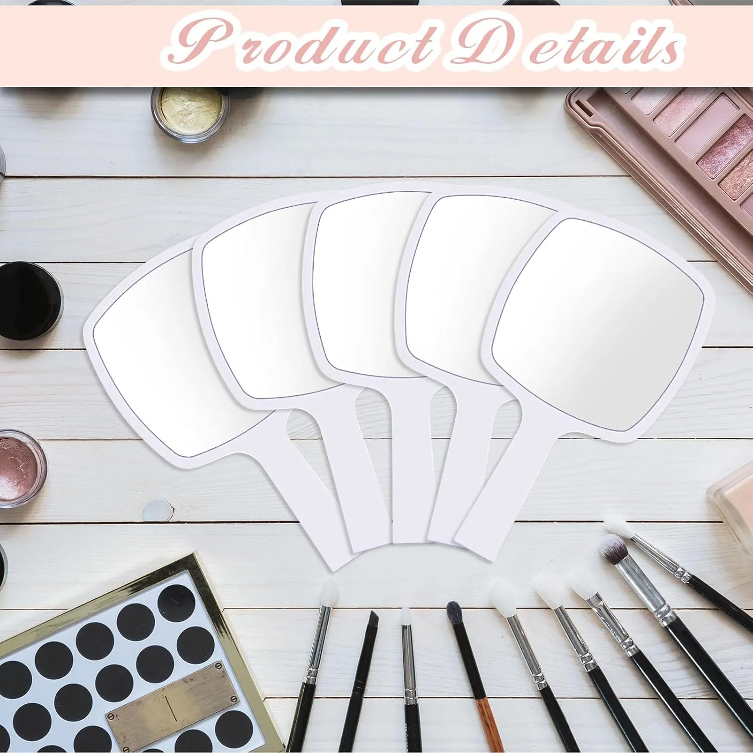 25 Pcs Hand Mirrors Handheld Mirrors with Handle Bulk Travel Cosmetic Makeup Tools Portable Vanity Glass for Bathroom Home Barber Salon Travel Camping Gifts for Girls Women (White)