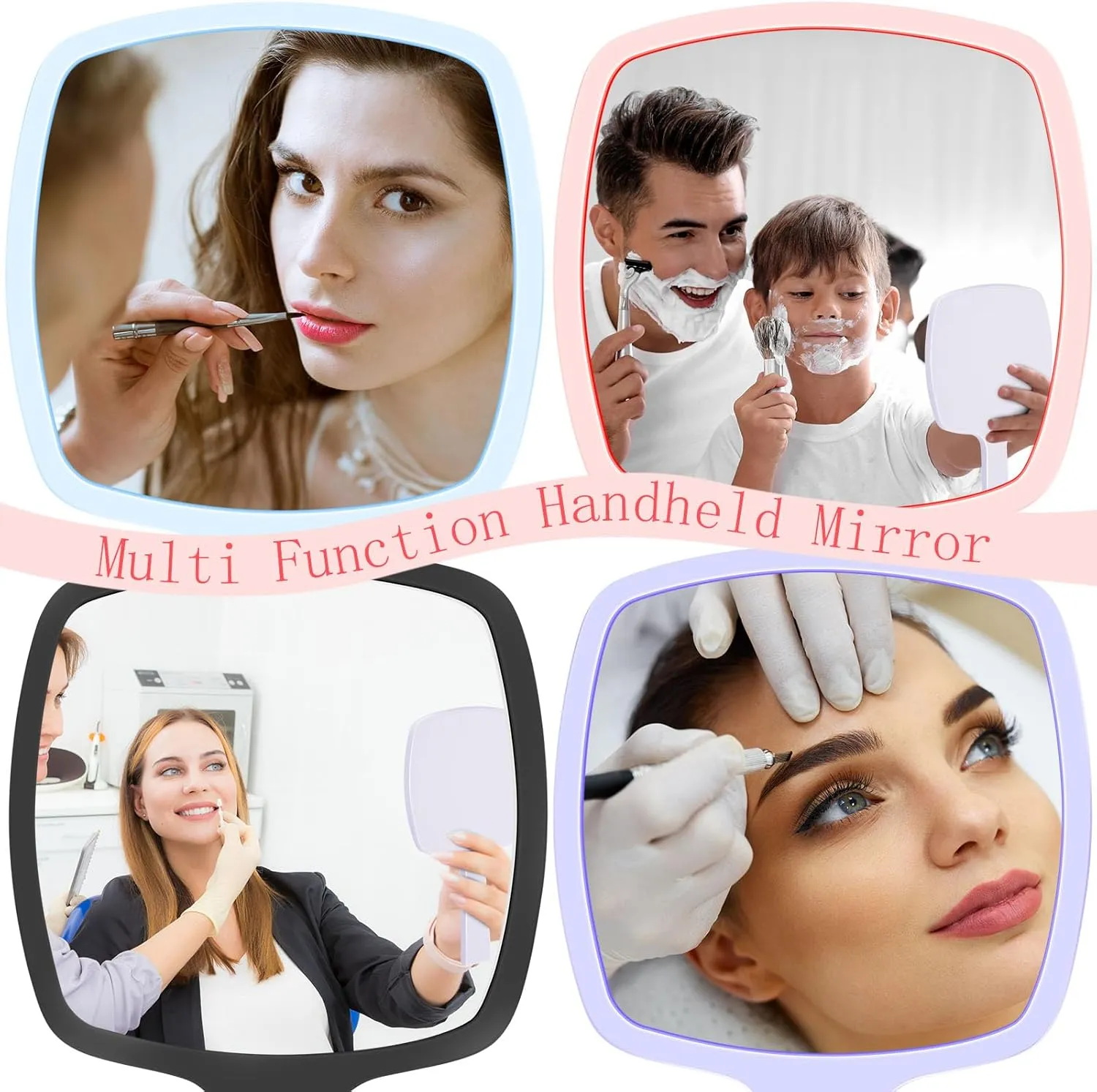 25 Pcs Hand Mirrors Handheld Mirrors with Handle Bulk Travel Cosmetic Makeup Tools Portable Vanity Glass for Bathroom Home Barber Salon Travel Camping Gifts for Girls Women (White)