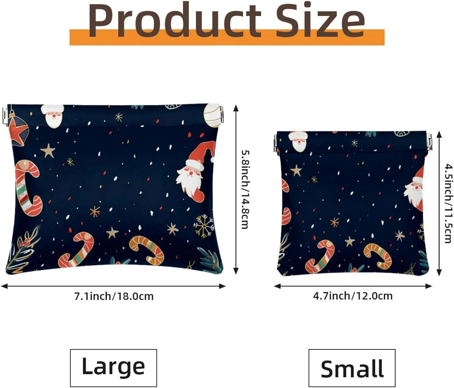 2Pcs Faux Leather Pocket Cosmetic Bag, Small Makeup Bag for Purse, Waterproof Mini Bag Purse, Mini Pocket Makeup Bag for Lipstick, Christmas Elk Santa Claus Cartoon