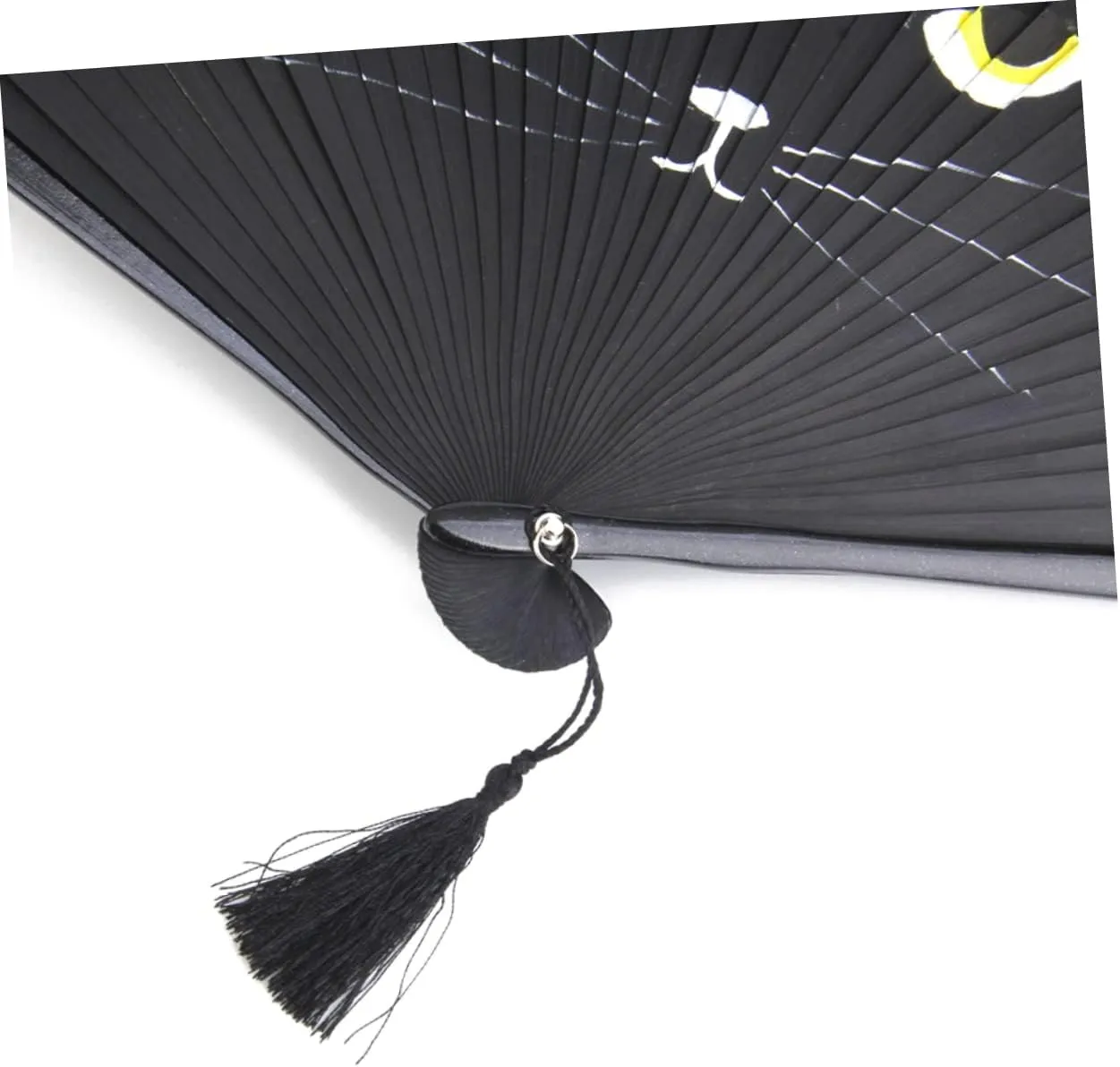 2pcs Handheld Women Silk Fan Cartoon Cat Design for Weddings Parties and Unique Black Cat Style with Smooth Texture and Decorative Tassel Pendant