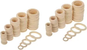 2sets DIY Craft Rings Wooden Decorative Rounds for Handbag Baggage Curtain 60pcs*2