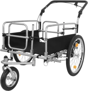 3-in-1 Heavy-Duty Bike Cargo Trailer – E-Bike Compatible Steel Frame, 110lb Capacity, Convertible Stroller & Pull Cart w/Suspension, 20" Wheels & Accessories