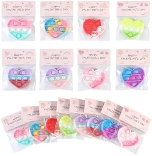 32Pcs Heart Shape Pop Fidget Toy with Card for Kids, School Classroom Exchange Kit for Kids, Party Favor Supplies for Kids