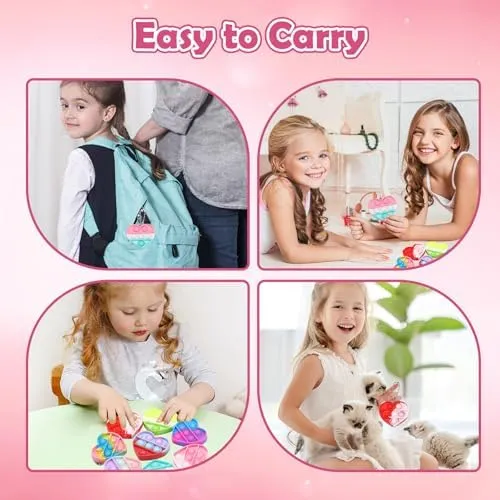 32Pcs Heart Shape Pop Fidget Toy with Card for Kids, School Classroom Exchange Kit for Kids, Party Favor Supplies for Kids