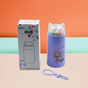 350 ml girls glass water bottle with sparkle strap cat lid and glitter sequins MOQ 80 pcs